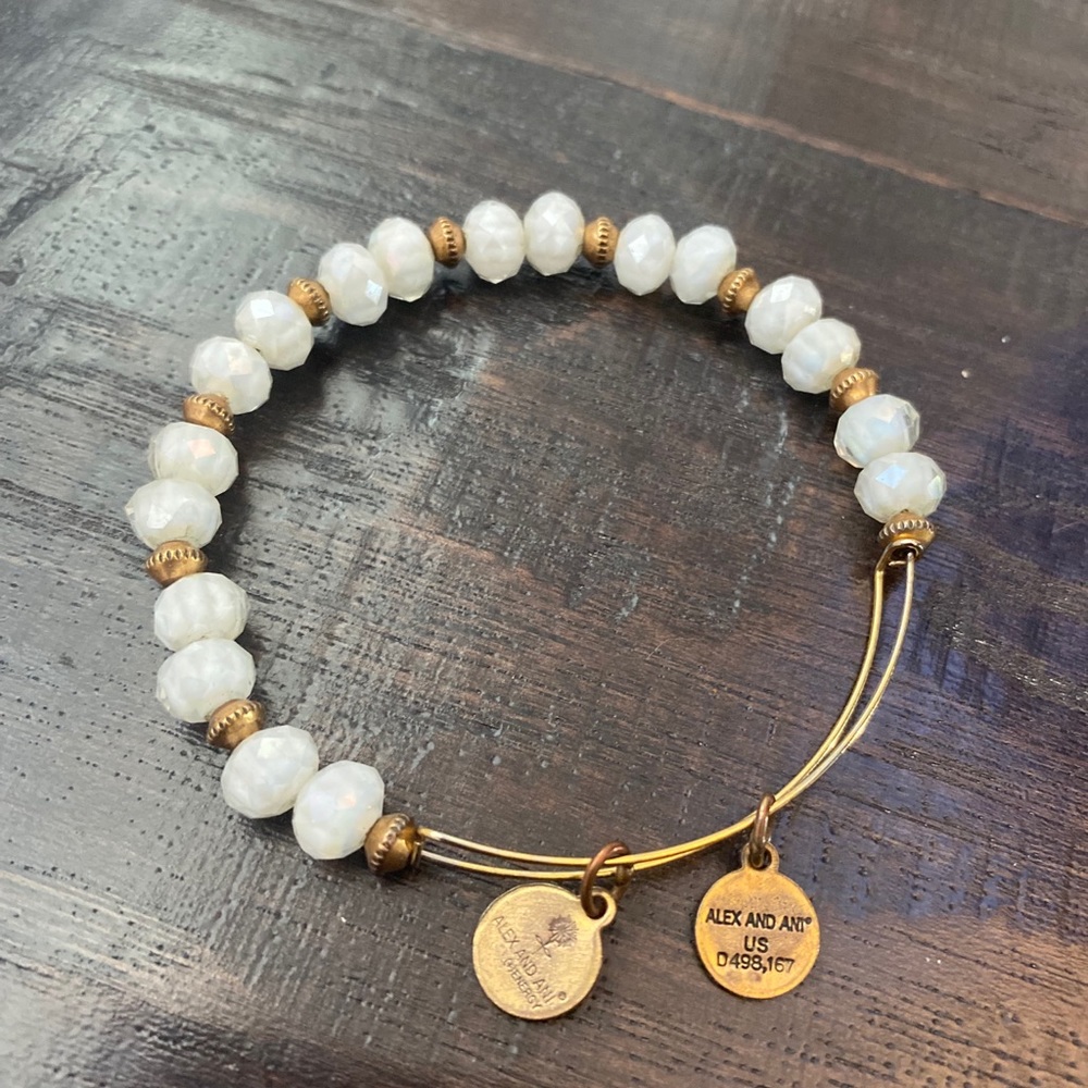 Alex and Ani Cloud Swarovsky Beaded Bangle - White